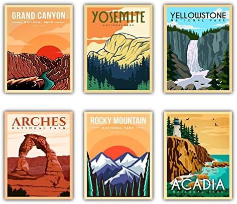 6 Retro National Park Prints, Wall Art & Decor - Grand Canyon