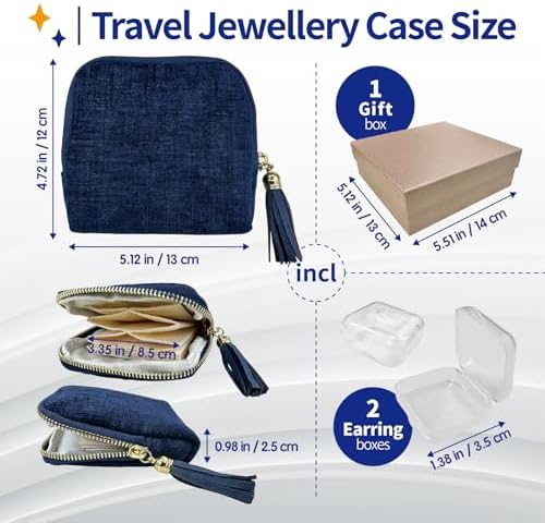 Small Travel Jewelry Case with Earring Box Mini Jewelry Case