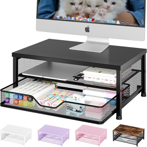 OPNICE Computer Monitor Stand Riser, Desk Organizer with Drawer