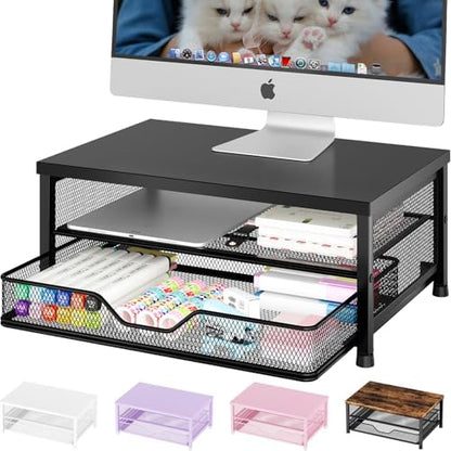 OPNICE Computer Monitor Stand Riser, Desk Organizer with Drawer