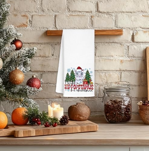 I Want a Hippopotamus for Christmas Kitchen Towels, Hippo Lover Gifts