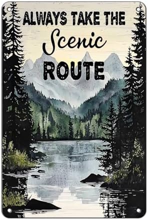 Metal Camping Tin Sign Always Take the Scenic Route Vintage Sign for