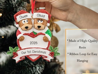 Personalized Brown Bear Couple Christmas Ornament 2026 | Bear Family