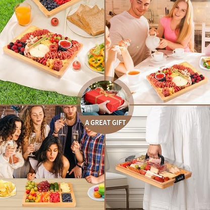 CAWIU Portable Charcuterie Board with Lid, Travel Cheese Board & Snack