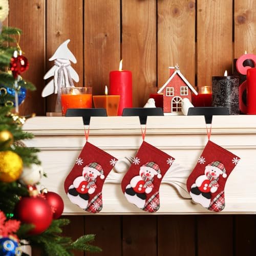 Hxezoc 3 Pack Black Christmas Stocking Holders, Metal Mantel Stocking