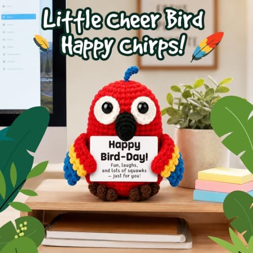 Birthday Gifts for Women Men, Funny Christmas Handmade Crochet Parrot