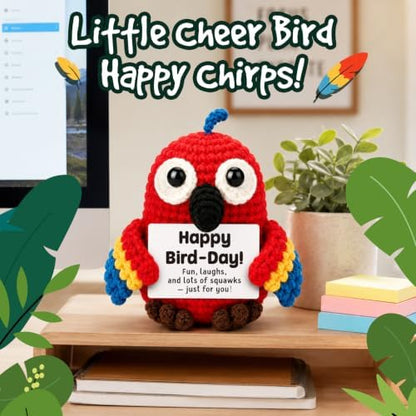 Birthday Gifts for Women Men, Funny Christmas Handmade Crochet Parrot