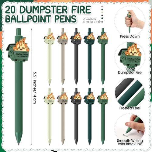Sayglossy 20 Sets Dumpster Fire Pens Correctional Officer Gifts