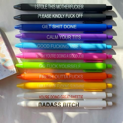 Jxueych 11 Pack Funny Pens with Sarcastic Sayings - Unique Gifts for