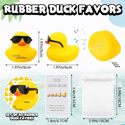 Jenaai 60 Sets Rubber Ducks Thank You Gifts Bulk with Card Bags,Cute