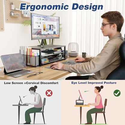 OPNICE Desk Organizer and Accessories, 2-Tier Computer Monitor Stand