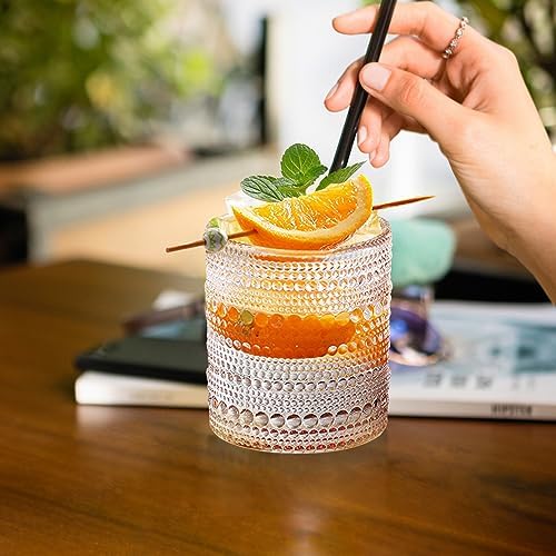 Hobnail Glasses Set of 6 Highball Vintage Drinking Glasses 12OZ Clear
