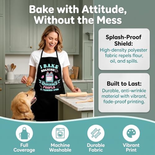 Funny Baking Apron for Women Men - Cute Cooking Aprons for Adults with