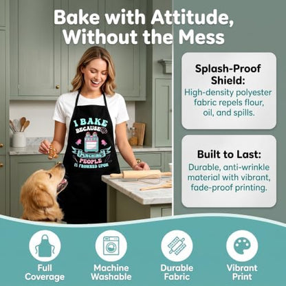 Funny Baking Apron for Women Men - Cute Cooking Aprons for Adults with