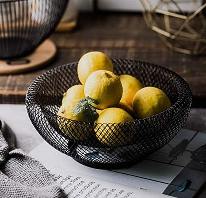 Cq acrylic Metal Wire Fruit Basket,Large Round Storage Baskets for
