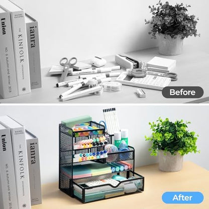 M&G Mesh Pen Holder for Desk, Multi-Functional Pencil Holder with