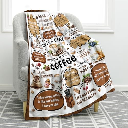 Jekeno Fun Coffee Throw Blanket 50"x60", Gifts for Women Men Kids