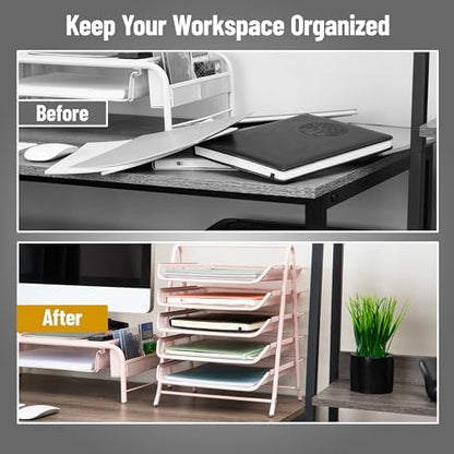 Mind Reader 5-Tier Paper Tray Organizer, Vertical Desktop File Storage