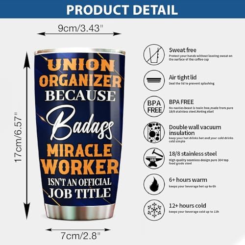 Union Organizer Tumbler 20oz – Stainless Steel Insulated Travel Mug