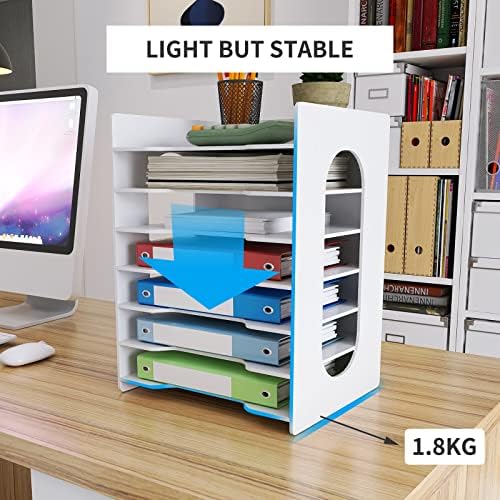 Natwind 7-Tier Office File Organizer For Desk,Paper Sorter,White
