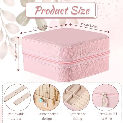 SHENLIU 12 Pcs Mini Pink Travel Jewelry Case Bridesmaid Proposal Gift