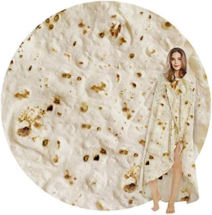 SeaRoomy Burrito Tortilla Blanket, Funny Food Throw Blanket, Round