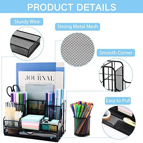 Desk Organizers Caddy and Accessories with 7 Compartments + Pen Holder