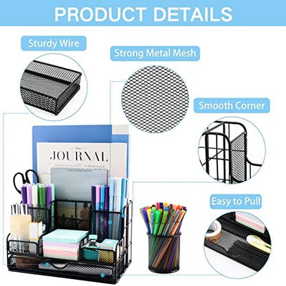Desk Organizers Caddy and Accessories with 7 Compartments + Pen Holder