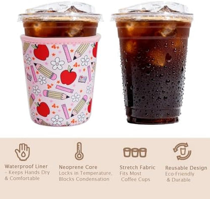 Reusable Insulated Sleeve for Iced Coffee Cup, Coffee Neoprene Sleeve