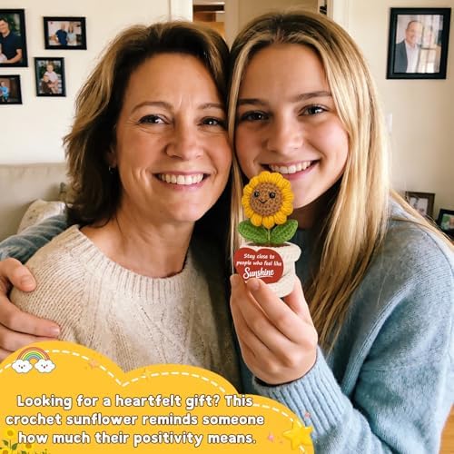 Handmade Crochet Sunflower Plant Thinking of You Gifts for Women