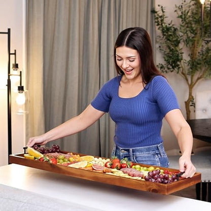 TIDITA 36" Acacia Large Charcuterie Boards for Party with Metal