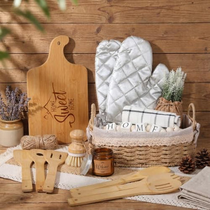 Qinyoung 17 Pcs Housewarming Gifts, Farmhouse Kitchen Gift Basket for