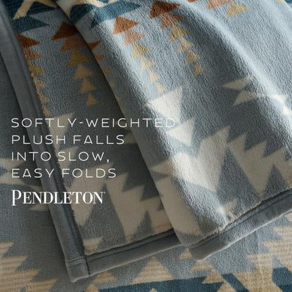Pendleton Bridge Creek Fleece Throw Blanket for Sofa, 50" x 70", Blue