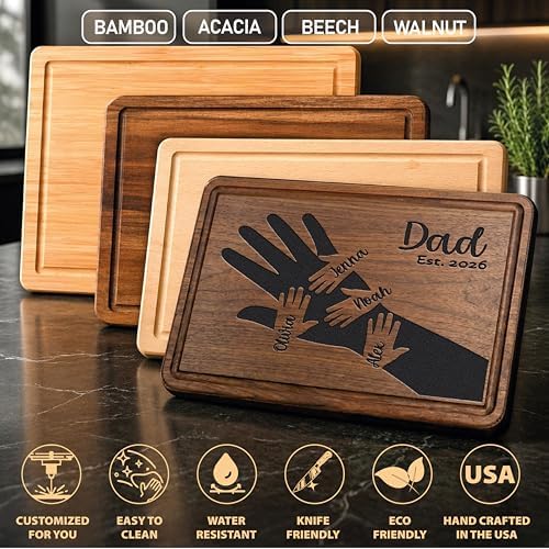 Personalized Dad Cutting Board Gift for Fathers Day, Grandpa, Custom