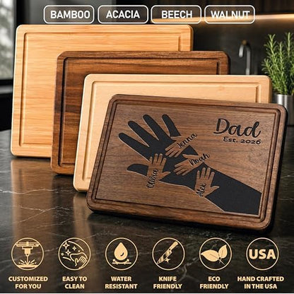 Personalized Dad Cutting Board Gift for Fathers Day, Grandpa, Custom