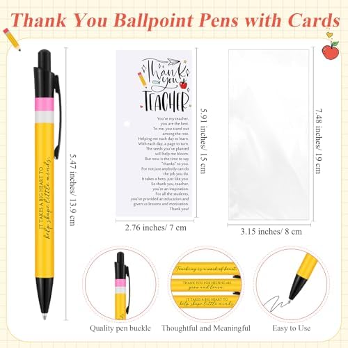 Daifunli 10 Pack Teacher Appreciation Gifts Bulk, Thank You Pens with