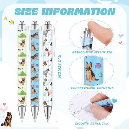 Dispowreath 12 Pcs German Shepherd Dog Retractable Ballpoint Pens