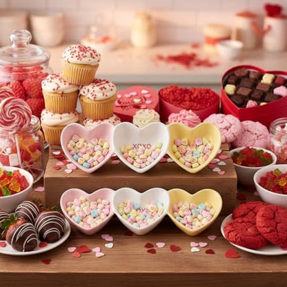 10 Strawberry Street Candy Hearts 3-Section Serving Tray, Set of 2
