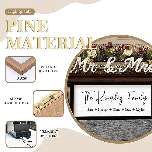 Personalized Framed Wooden Family Name Sign for Home Decor Wall