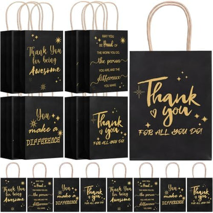 Gueevin 40 Thank You Employee Gift Bags,Appreciation,Black
