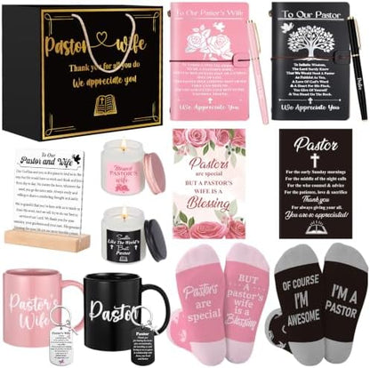 Aliceset 16 Pcs Pastor and Pastor Wife Appreciation Gift Set for Men