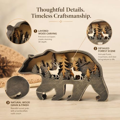 Drawely 3D Wooden Animals Carving, Wood Carving Animals Wall Decor