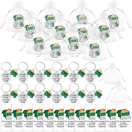 12 Sets Positive Dumpster Keychain Gifts for Teacher Nurse Coworker
