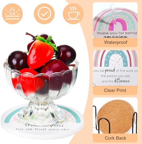 Tioncy 8 Pcs Thank You Appreciation Coasters, Ceramic Gifts, Fresh