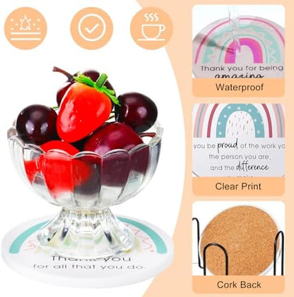 Tioncy 8 Pcs Thank You Appreciation Coasters, Ceramic Gifts, Fresh