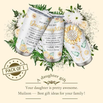Muilzon Daughter Gift from Mom/Dad Tumblers 20oz - Gifts for Daughter