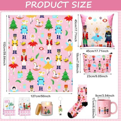Geyoga 10 Pcs Pink Nutcracker Ballet Gifts Set Blanket Mug Socks