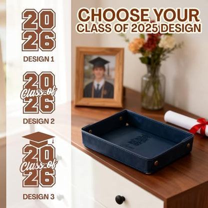 Engraved PU Leather Valet Tray – Personalized Catchall with Custom