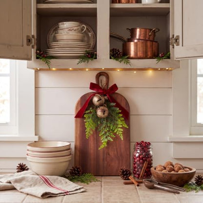 Farmhouse Christmas Wooden Cutting Board Set, 15.75'' with Bells