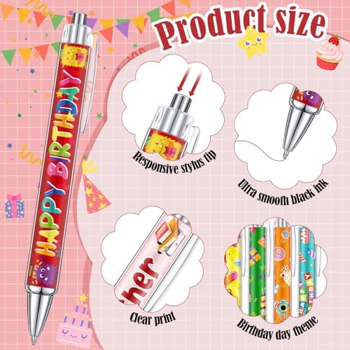 Cholemy 48 Pieces Happy Birthday Pens Bulk Happy Birthday Ballpoint
